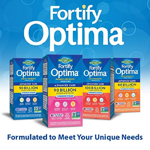 Nature’s Way Fortify Optima Daily Probiotic 60 Billion 15 Strains Digestive and Immune Support* with Prebiotics 30 Capsules