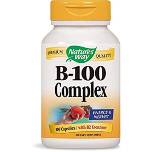 natures way vitamin b-100 complex capsules for energy and nerves – 60 ea