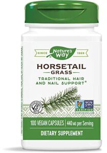 natures way horsetail grass 400 milligrams, 100 vegetarian capsules. pack of 3 bottles