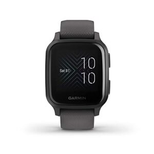 garmin 010-02427-00 venu sq, gps smartwatch with bright touchscreen display, up to 6 days of battery life, slate aluminum bezel with shadow gray case and silicone band, slate band