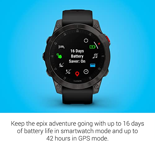 Garmin 010-02582-10 epix Gen 2, Premium active smartwatch, Health and wellness features, touchscreen AMOLED display, adventure watch with advanced features, black titanium