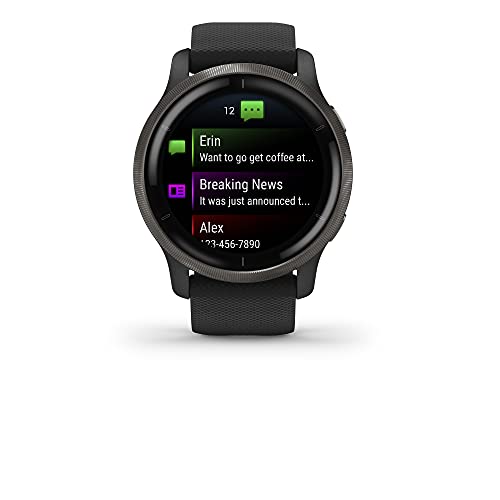 Garmin 010-02430-01 Venu 2, GPS Smartwatch with Advanced Health Monitoring and Fitness Features, Slate Bezel with Black Case and Silicone Band