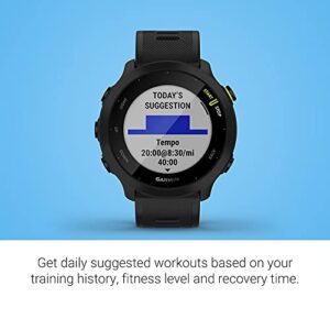 Garmin 010-02562-00 Forerunner 55, GPS Running Watch with Daily Suggested Workouts, Up to 2 weeks of Battery Life, Black