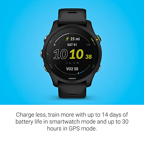 Garmin 010-02641-20 Forerunner® 255 Music, GPS Running Smartwatch with Music, Advanced Insights, Long-Lasting Battery, Black