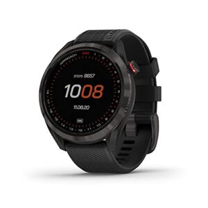 Garmin Approach S42, GPS Golf Smartwatch, Lightweight with 1.2" Touchscreen, 42k+ Preloaded Courses, Gunmetal Ceramic Bezel and Black Silicone Band, 010-02572-10