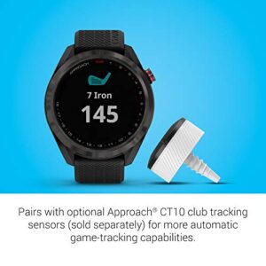 Garmin Approach S42, GPS Golf Smartwatch, Lightweight with 1.2" Touchscreen, 42k+ Preloaded Courses, Gunmetal Ceramic Bezel and Black Silicone Band, 010-02572-10