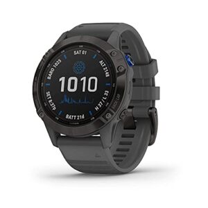 garmin fenix 6 pro solar (gps,1.4 inches) solar-powered multisport, advanced training features and data, black with slate gray band (renewed)