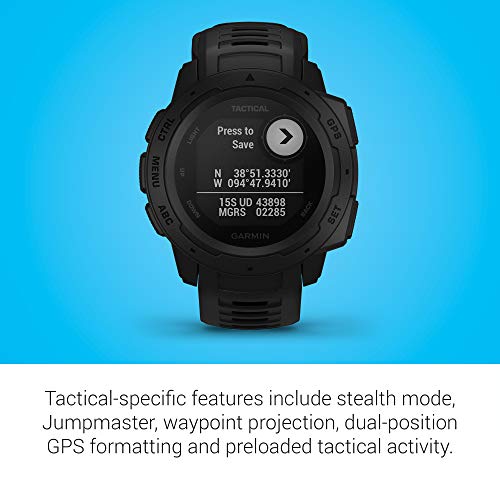 Garmin Instinct Tactical, Rugged GPS Watch, Tactical Specific Features, Constructed to U.S. Military Standard 810G for Thermal, Shock and Water Resistance, Black