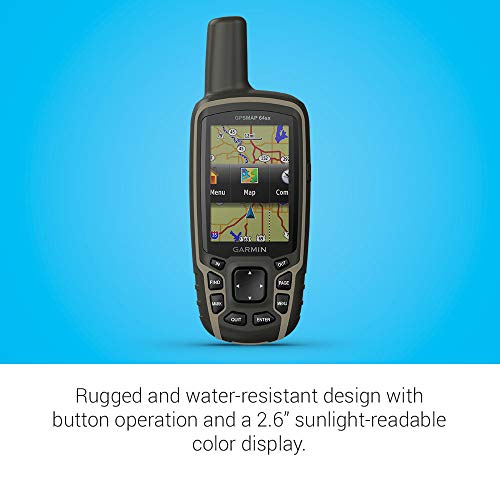 Garmin 010-02258-10 GPSMAP 64sx, Handheld GPS with Altimeter and Compass, Preloaded With TopoActive Maps, Black/Tan