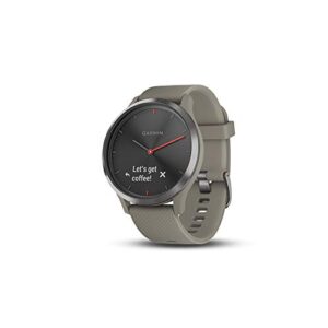 garmin vivomove hr, hybrid smartwatch for men and women, black with sandstone silicone band