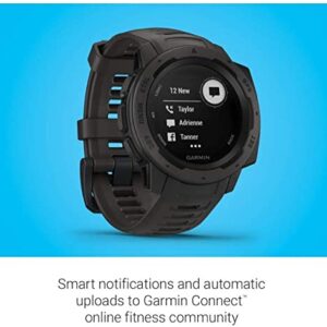 Garmin 010-N2064-00 Instinct, Rugged Outdoor Watch with GPS, Features GLONASS and Galileo, Heart Rate Monitoring and 3-axis Compass, 1.27-inch, Graphite (Renewed)
