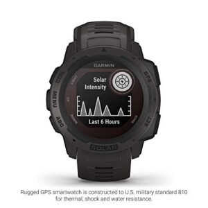Garmin Instinct Solar, Solar-Powered Rugged Outdoor Smartwatch, Built-in Sports Apps and Health Monitoring, Graphite (Renewed)