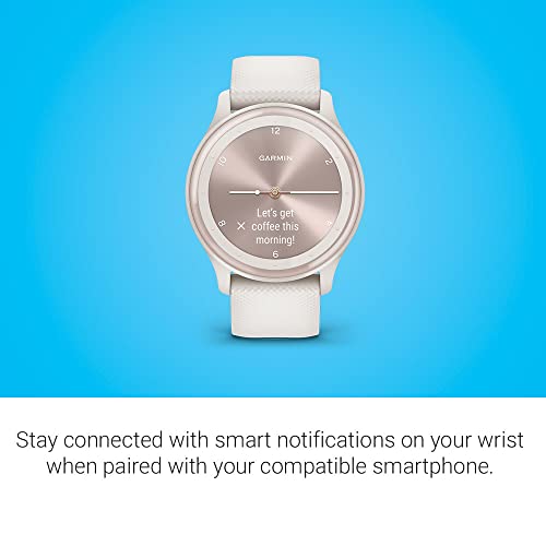 Garmin vivomove Sport, Hybrid Smartwatch, Health and Wellness Features, Touchscreen, White