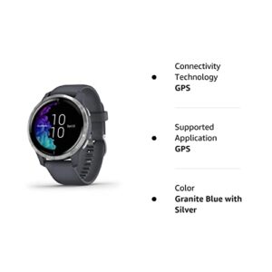 Garmin Venu, GPS Smartwatch with Bright Touchscreen Display, Features Music, Body Energy Monitoring, Animated Workouts, Pulse Ox Sensor and More, Silver with Dark Gray Band (Renewed)