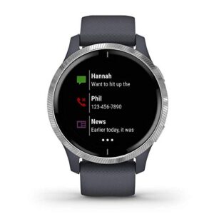 Garmin Venu, GPS Smartwatch with Bright Touchscreen Display, Features Music, Body Energy Monitoring, Animated Workouts, Pulse Ox Sensor and More, Silver with Dark Gray Band (Renewed)