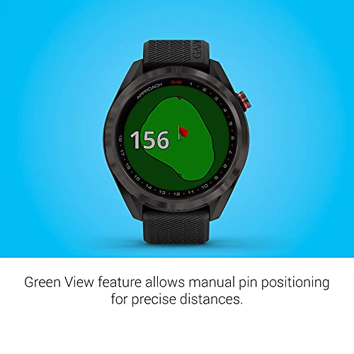 Garmin Approach S42, GPS Golf Smartwatch, Lightweight with 1.2" Touchscreen, 42k+ Preloaded Courses, Gunmetal Ceramic Bezel and Black Silicone Band, 010-02572-10 (Renewed)