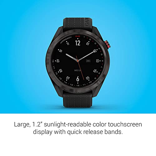 Garmin Approach S42, GPS Golf Smartwatch, Lightweight with 1.2" Touchscreen, 42k+ Preloaded Courses, Gunmetal Ceramic Bezel and Black Silicone Band, 010-02572-10 (Renewed)