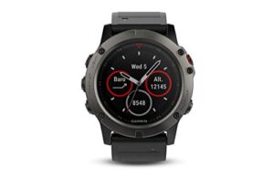 garmin fēnix 5x, premium and rugged multisport gps smartwatch, features topo u.s. mapping, slate gray, (renewed)