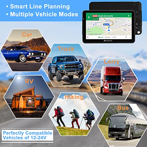 GPS Navigation for Car Truck 2023 Maps Vehicle GPS Navigation 7 Inch Touch Screen Voice Car GPS for Lorry Speeding Warning Free Lifetime Maps Update of United States Canada Mexico