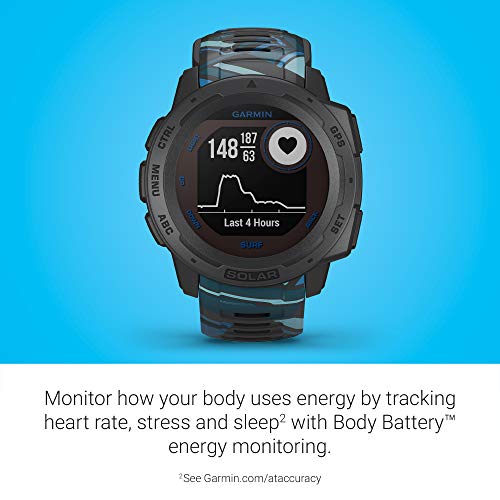 Garmin Instinct Solar Surf, Rugged Outdoor Smartwatch with Solar Charging Capabilities, Tide Data and Dedicated Surfing Activity, Pipeline