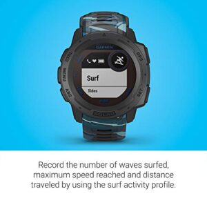 Garmin Instinct Solar Surf, Rugged Outdoor Smartwatch with Solar Charging Capabilities, Tide Data and Dedicated Surfing Activity, Pipeline