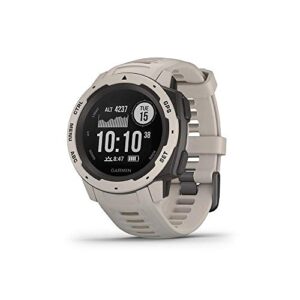 garmin 010-02064-01 instinct, rugged outdoor watch with gps, features glonass and galileo, heart rate monitoring and 3-axis compass, tundra, 1.27 inches (renewed)