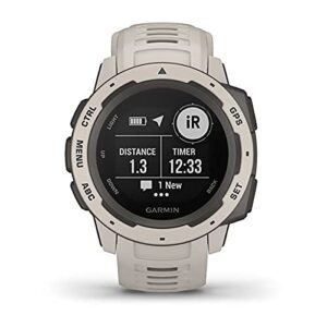 Garmin 010-02064-01 Instinct, Rugged Outdoor Watch with GPS, Features GLONASS and Galileo, Heart Rate Monitoring and 3-axis Compass, Tundra, 1.27 inches (Renewed)