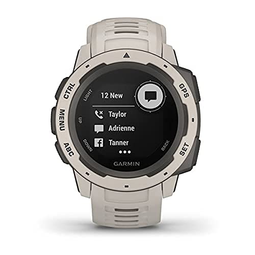 Garmin 010-02064-01 Instinct, Rugged Outdoor Watch with GPS, Features GLONASS and Galileo, Heart Rate Monitoring and 3-axis Compass, Tundra, 1.27 inches (Renewed)