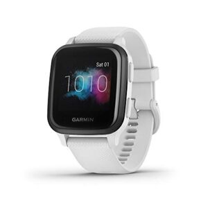 garmin venu sq music, gps smartwatch with bright touchscreen display, features music and up to 6 days of battery life, white and slate (renewed)