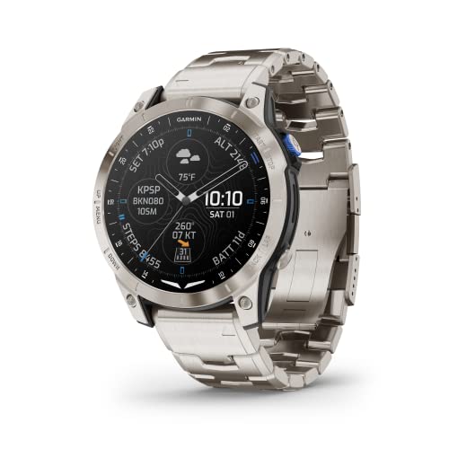 Garmin D2™ Mach 1, Touchscreen Aviator Smartwatch with GPS Moving Map, Aviation Weather, Health and Wellness Features and More, Vented Titanium Bracelet