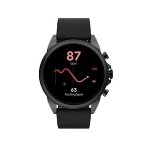 Fossil Unisex Gen 6 44mm Stainless Steel and Silicone Touchscreen Smart Watch, Fitness Tracker, Color: Black (Model: FTW4061V)