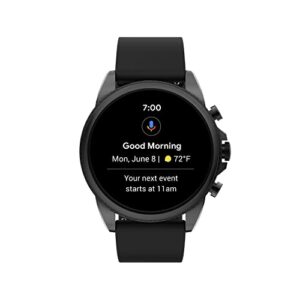 Fossil Unisex Gen 6 44mm Stainless Steel and Silicone Touchscreen Smart Watch, Fitness Tracker, Color: Black (Model: FTW4061V)