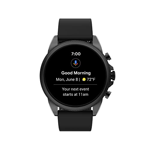 Fossil Unisex Gen 6 44mm Stainless Steel and Silicone Touchscreen Smart Watch, Fitness Tracker, Color: Black (Model: FTW4061V)