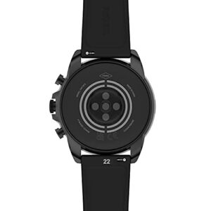 Fossil Unisex Gen 6 44mm Stainless Steel and Silicone Touchscreen Smart Watch, Fitness Tracker, Color: Black (Model: FTW4061V)