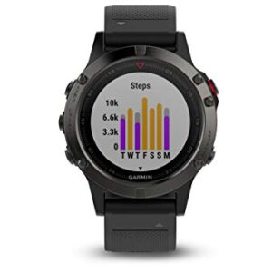 Garmin fēnix 5, Premium and Rugged Multisport GPS Smartwatch, Slate Gray/Black Band, 47 MM