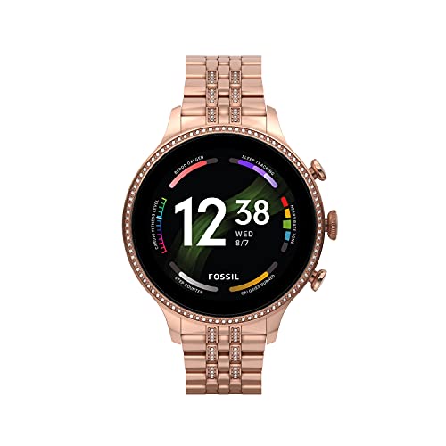 Fossil Unisex Gen 6 42mm Stainless Steel Touchscreen Smart Watch, Fitness Tracker, Color: Rose Gold (Model: FTW6077V)