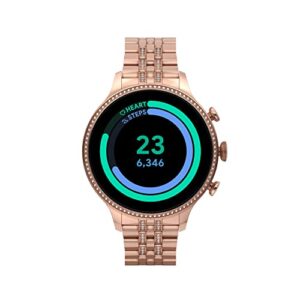 Fossil Unisex Gen 6 42mm Stainless Steel Touchscreen Smart Watch, Fitness Tracker, Color: Rose Gold (Model: FTW6077V)