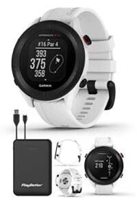 garmin approach s12 (white) gps golf watch | golfer’s bundle with portable charger | f/m/b yardages, 42k+ preloaded courses, courseview maps, & live scoring