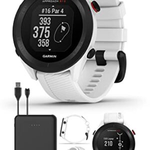 Garmin Approach S12 (White) GPS Golf Watch | Golfer's Bundle with Portable Charger | F/M/B Yardages, 42k+ Preloaded Courses, CourseView Maps, & Live Scoring