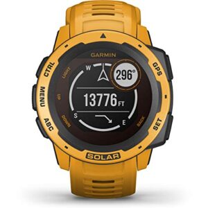 Garmin Instinct Solar, Rugged Outdoor Smartwatch with Solar Charging Capabilities, Built-in Sports Apps and Health Monitoring, Sunburst Yellow