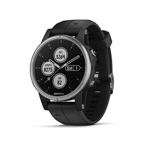 garmin fēnix 5 plus, premium multisport gps smartwatch, features color topo maps, heart rate monitoring, music and pay, black/silver (renewed)
