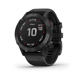 garmin fenix 6 pro, premium multisport gps watch, features mapping, music, grade-adjusted pace guidance and pulse ox sensors, black (renewed)
