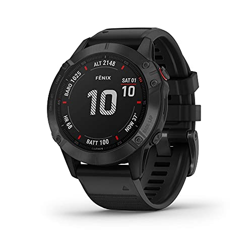 Garmin Fenix 6 Pro, Premium Multisport GPS Watch, Features Mapping, Music, Grade-Adjusted Pace Guidance and Pulse Ox Sensors, Black (Renewed)