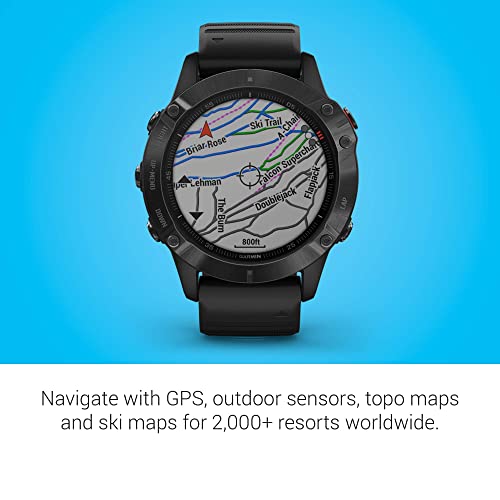 Garmin Fenix 6 Pro, Premium Multisport GPS Watch, Features Mapping, Music, Grade-Adjusted Pace Guidance and Pulse Ox Sensors, Black (Renewed)