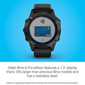 Garmin Fenix 6 Pro, Premium Multisport GPS Watch, Features Mapping, Music, Grade-Adjusted Pace Guidance and Pulse Ox Sensors, Black (Renewed)
