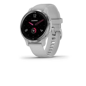 garmin venu 2s, smaller-sized gps smartwatch with advanced health monitoring and fitness features, silver bezel with light gray case and silicone band, (010-02429-02) (renewed)