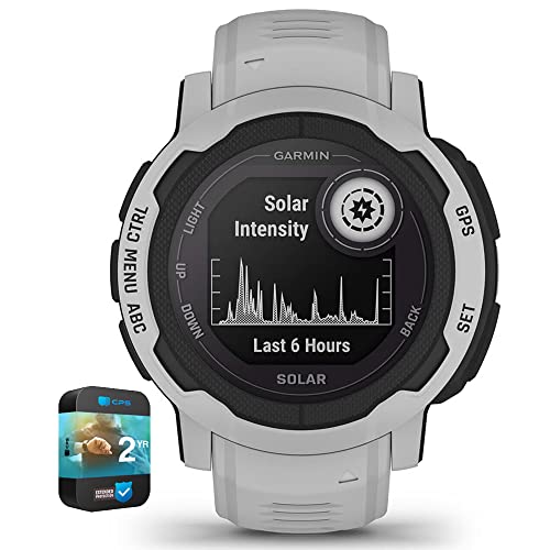 Garmin 010-02627-11 Instinct 2 Solar 45mm GPS Smartwatch Mist Gray Bundle with Premium 2YR CPS Enhanced Protection Pack