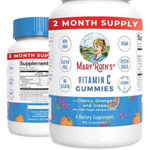 vegan vitamin c gummies by maryruth’s | 2 month supply | great tasting plant-based formula supports immune function & overall health for adults & kids | non-gmo with 125 mg of vitamin c per gummy