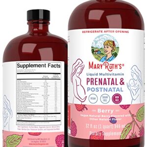 maryruth’s prenatal & postnatal multivitamin for women | formulated for pre-conception, pregnancy & nursing | vegan | non-gmo | liquid vitamins | 32oz