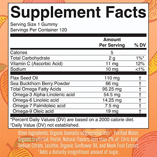 Vegan Omega 3 6 7 9 Gummies by MaryRuth's | Up to 4 Month Supply | Omega 3 Supplement with Flaxseed Oil | Omega 3 Gummies for Heart Health | No Fish Taste | Non-GMO | 120 Count